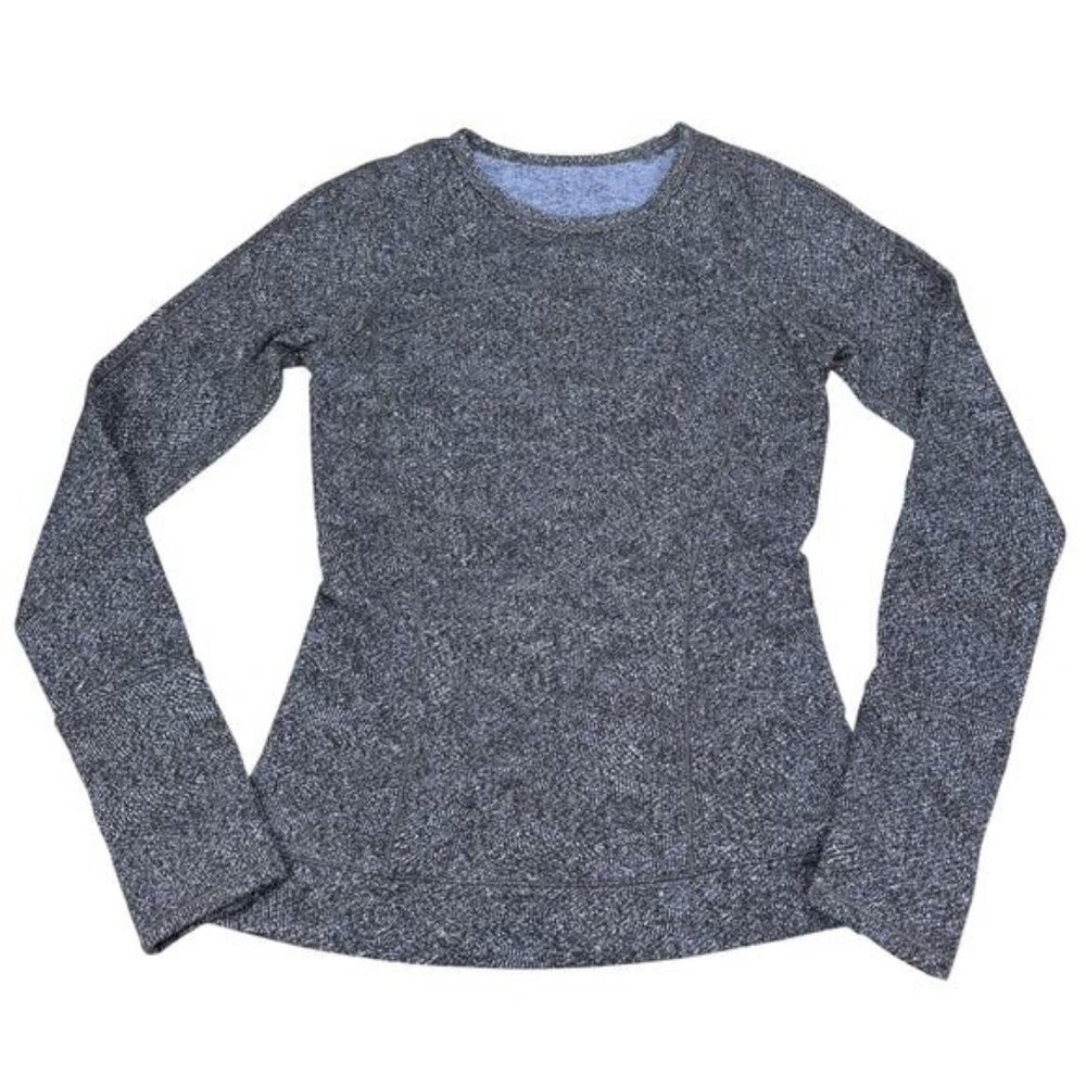 Lululemon Cypress Kiss Long Sleeve Fusion Jacquard Black Violet Viola Size 4 - Picture 2 of 5